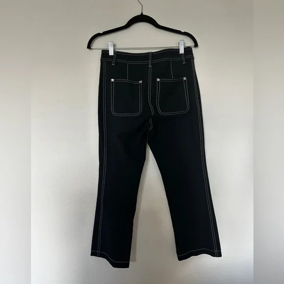 Derek Lam Black Cropped Pants with White Stitching - Picture 3 of 7